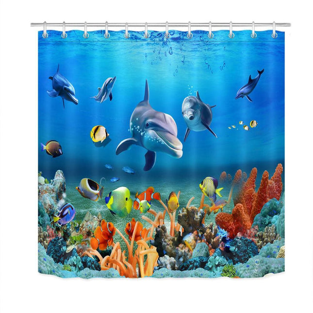 Douchegordijn met dolfijnen en zeedieren