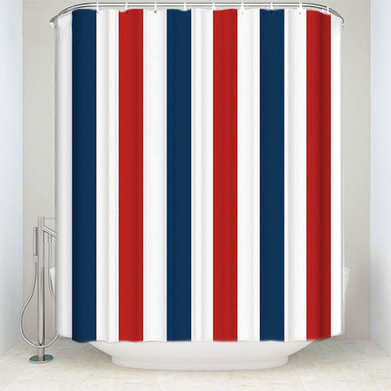 Douchegordijn met blauw wit rode strepen