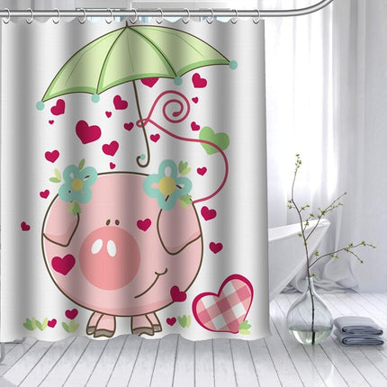 Schattig douchegordijn met varken en hartjes