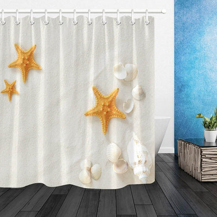 Wit douchegordijn met schelpen en zeesterren