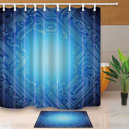 Douchegordijn met blauwe printplaat print