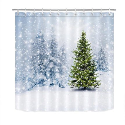 Douchegordijn met een besneeuwd winterbos
