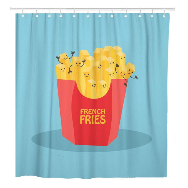 Grappig douchegordijn met frietjes print