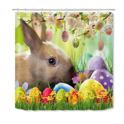 Douchegordijn met schattige paashaas print