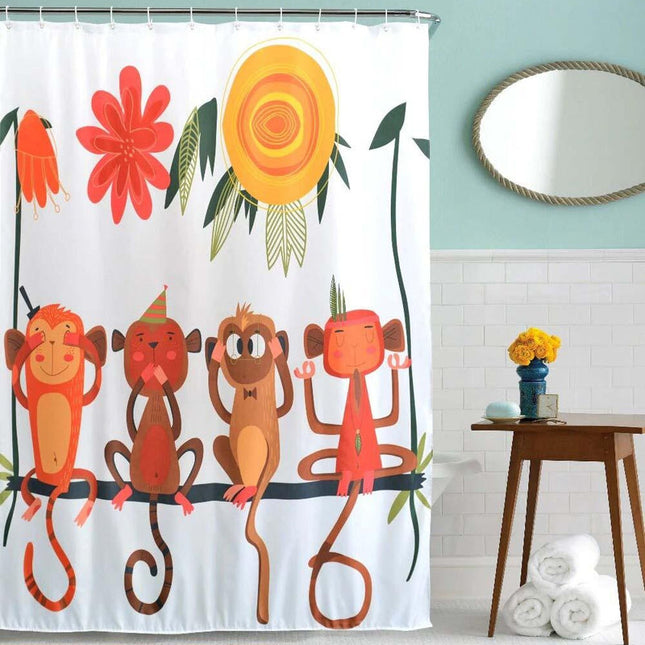Speels douchegordijn met grappige aapjes