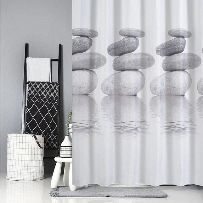 Douchegordijn met zen kiezelstenen print
