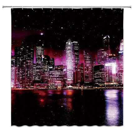 Douchegordijn met skyline bij nacht