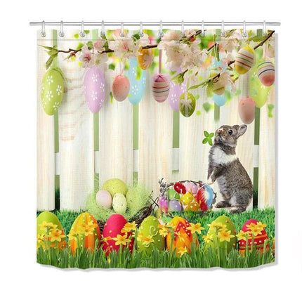 Vrolijk Pasen douchegordijn met konijntje