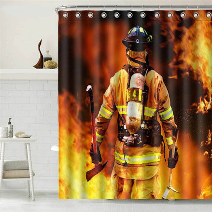 Douchegordijn met stoere brandweerman print