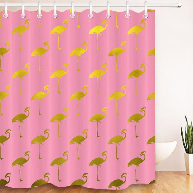 Douchegordijn met roségouden flamingo's