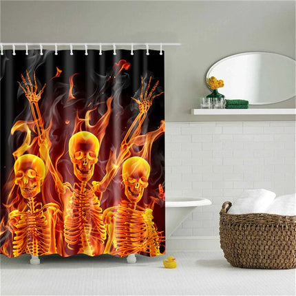 Douchegordijn met vlammende skeletten print