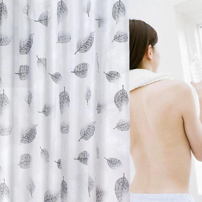 Scandinavisch douchegordijn met bladerenpatroon