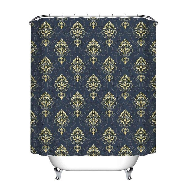 Zwart douchegordijn met barok patroon