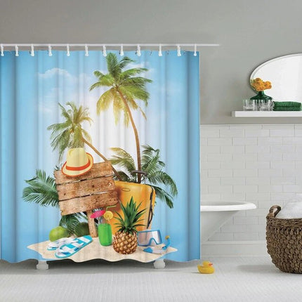 Douchegordijn met tropisch eiland reisthema