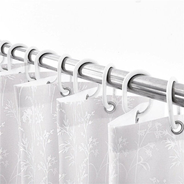 Wit douchegordijn met subtiel bloemenpatroon