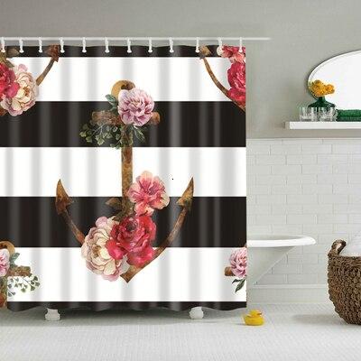Douchegordijn met bloemen anker print