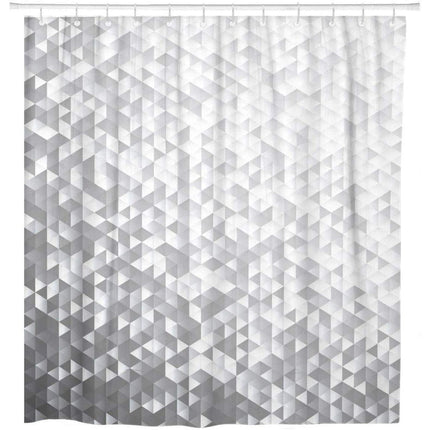 Zilverkleurig douchegordijn met 3D kubus patroon