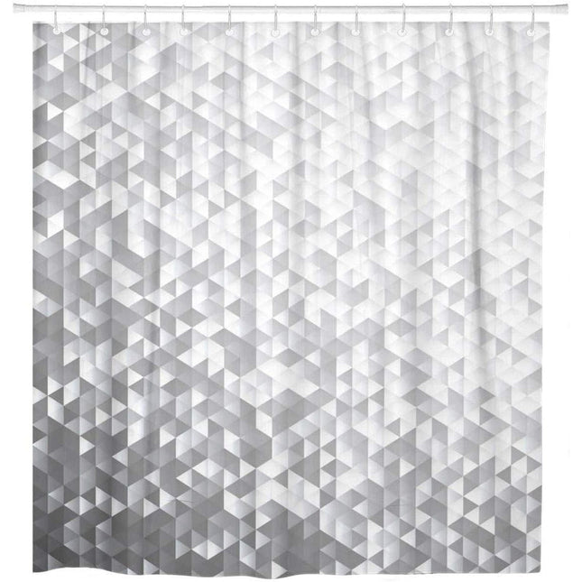 Zilverkleurig douchegordijn met 3D kubus patroon