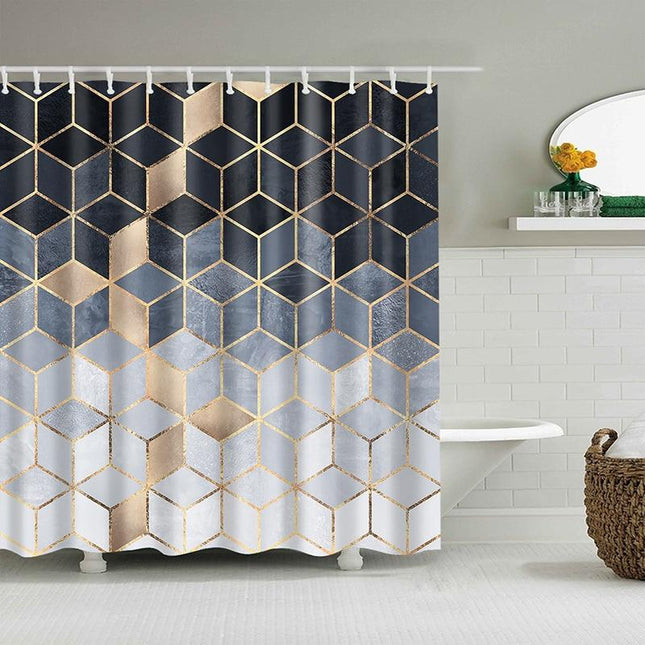 Artistiek douchegordijn met geometrisch design
