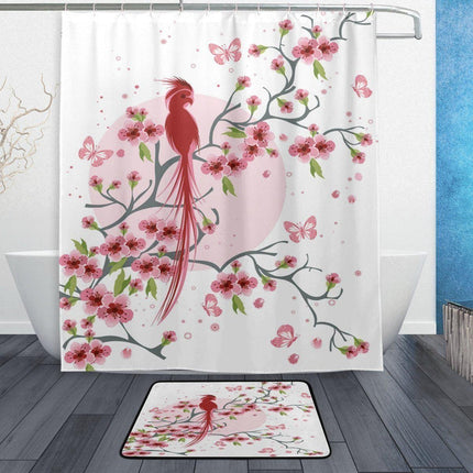 Aziatisch douchegordijn met kersenbloesem print