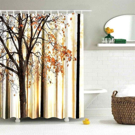 Douchegordijn met sfeervol herfstbos print