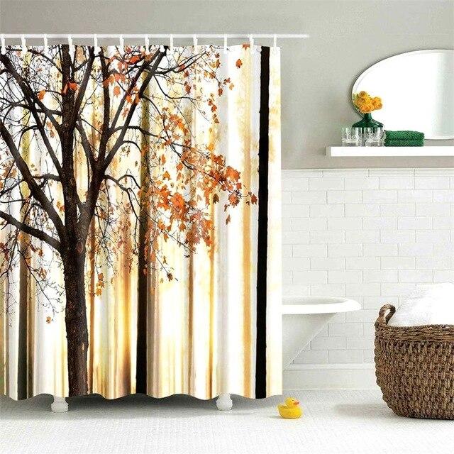 Douchegordijn met sfeervol herfstbos print