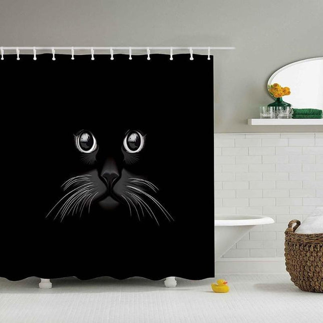 Douchegordijn met ogen van zwarte kat