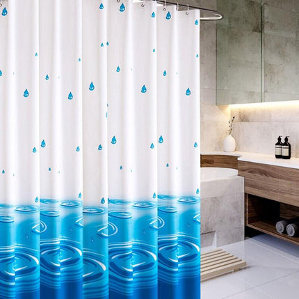 Wit en blauw douchegordijn waterdruppels