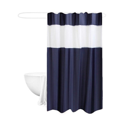 Marineblauw en wit gestreept douchegordijn