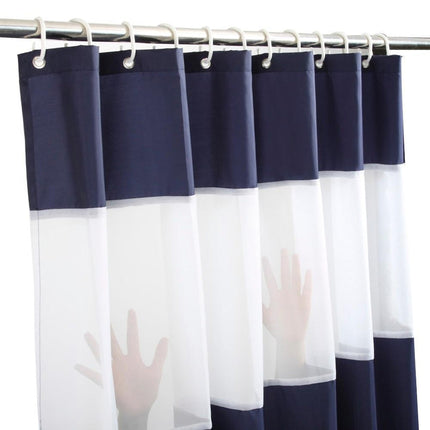 Marineblauw en wit gestreept douchegordijn