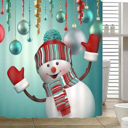 Vrolijk kerst douchegordijn met sneeuwpop