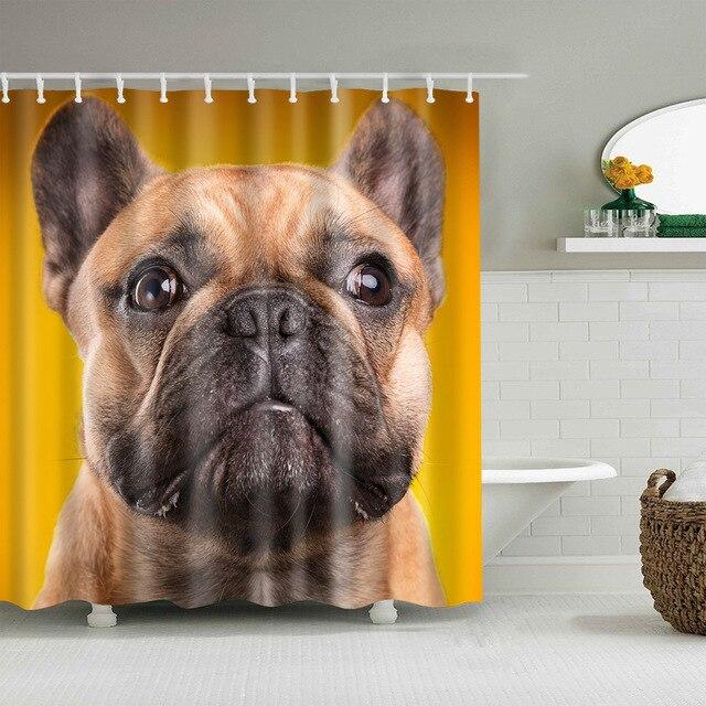 Douchegordijn met Franse bulldog portret