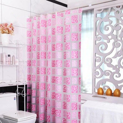 Douchegordijn met roze geometrisch bloemenpatroon
