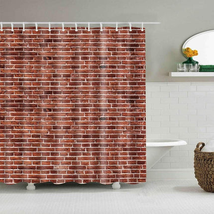 Douchegordijn met rode bakstenen muur print