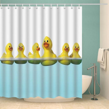 Douchegordijn met gele rubberen badeendjes