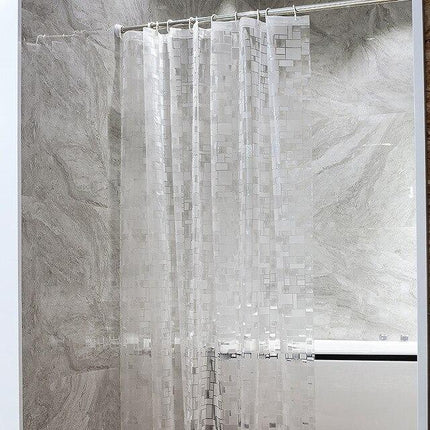 Semi-transparant douchegordijn met blokjes patroon