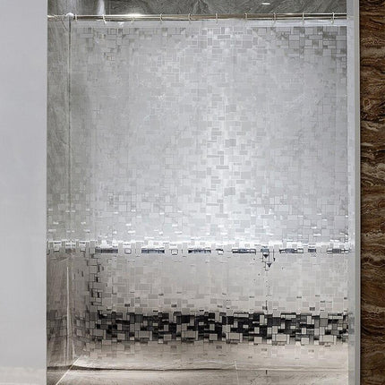 Semi-transparant douchegordijn met blokjes patroon