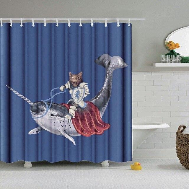 Fantasie Douchegordijn Kat Ridder Narwal