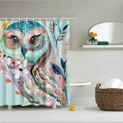 Douchegordijn met Aquarel Uil Design