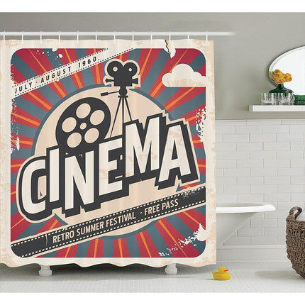 Retro douchegordijn met bioscoop thema