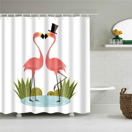 Douchegordijn Flamingo Koppel met Hoed