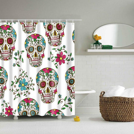 Douchegordijn met Mexicaanse doodshoofden patroon