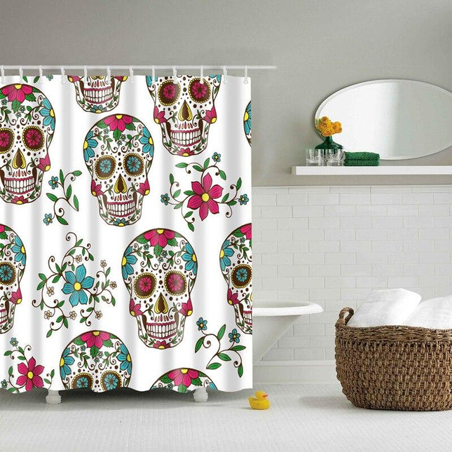 Douchegordijn met Mexicaanse doodshoofden patroon