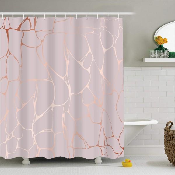 Douchegordijn met koperkleurig marmer design
