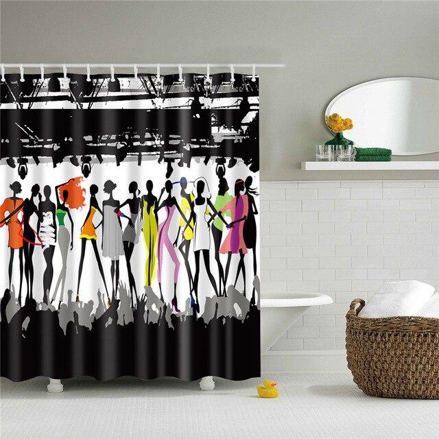 Douchegordijn met fashion modellen print