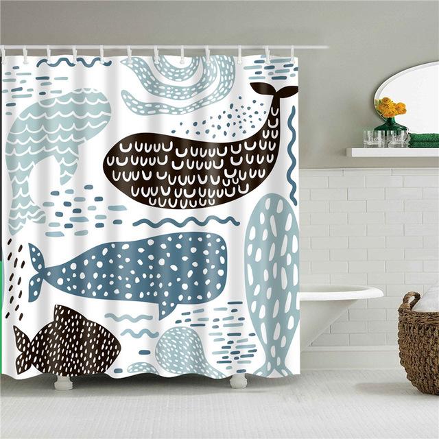 Douchegordijn Scandinavisch Design met Walvissen