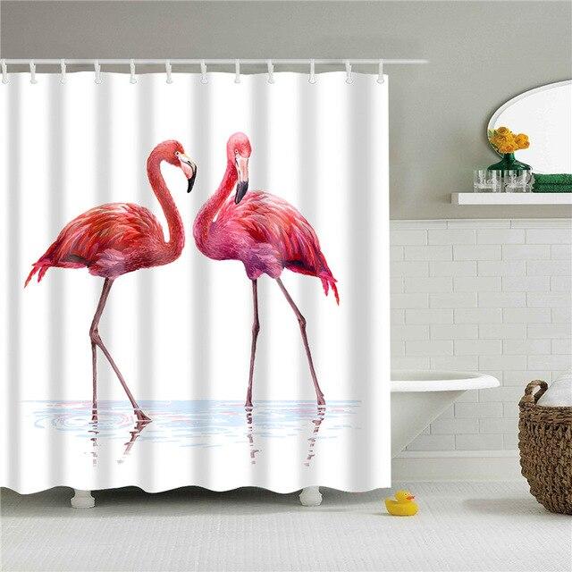 Douchegordijn met Getekende Roze Flamingo's