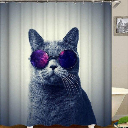 Douchegordijn met coole kat en zonnebril