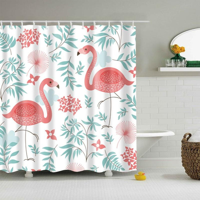 Douchegordijn met Flamingo Duo Patroon