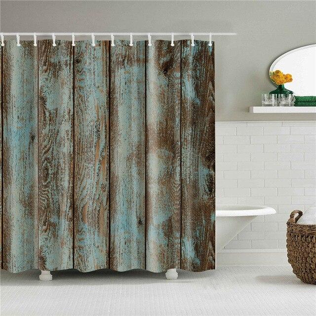 Douchegordijn met rustiek hout effect
